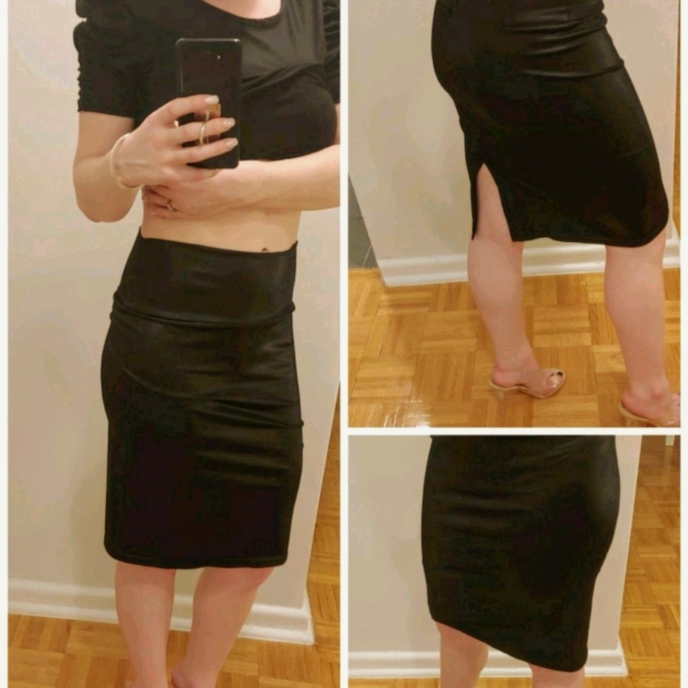 Faux leather sexy skirt